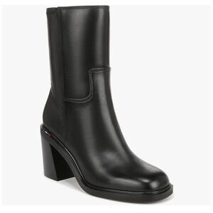 Franco Sarto Womens Black Leather Block Heel High Ankle Boots Italian 9.5M NEW‎
